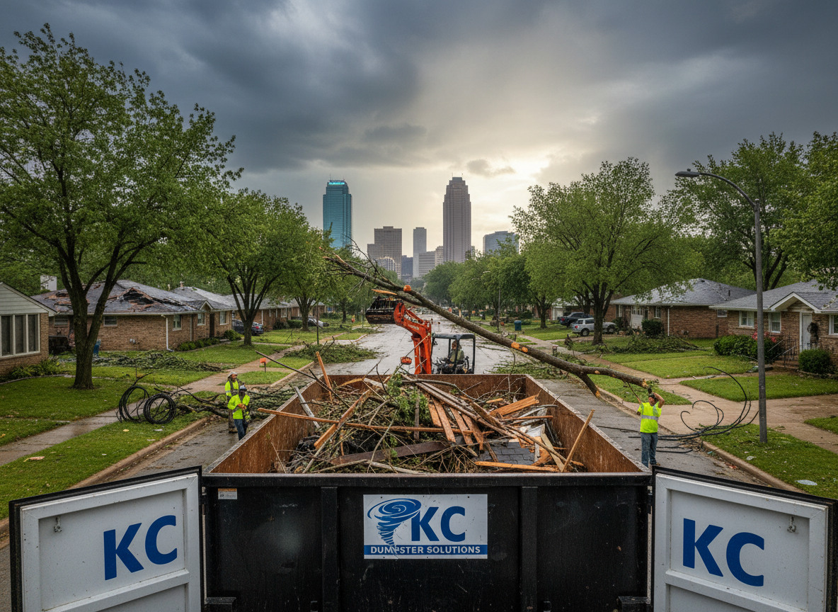 Managing Storm Debris with Dumpster Rental After Kansas City Weather